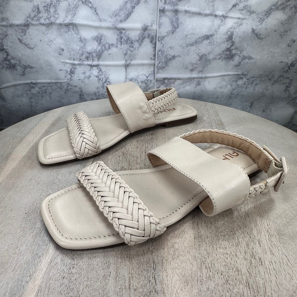 ALME Women’s Leather Braided White Flat Sandals Size 10/40 Made in Brazil - Picture 2 of 10